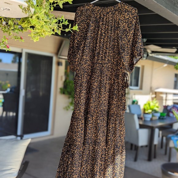 Split Neck Tiered Midi Dress by Scoop - Picture 3 of 5